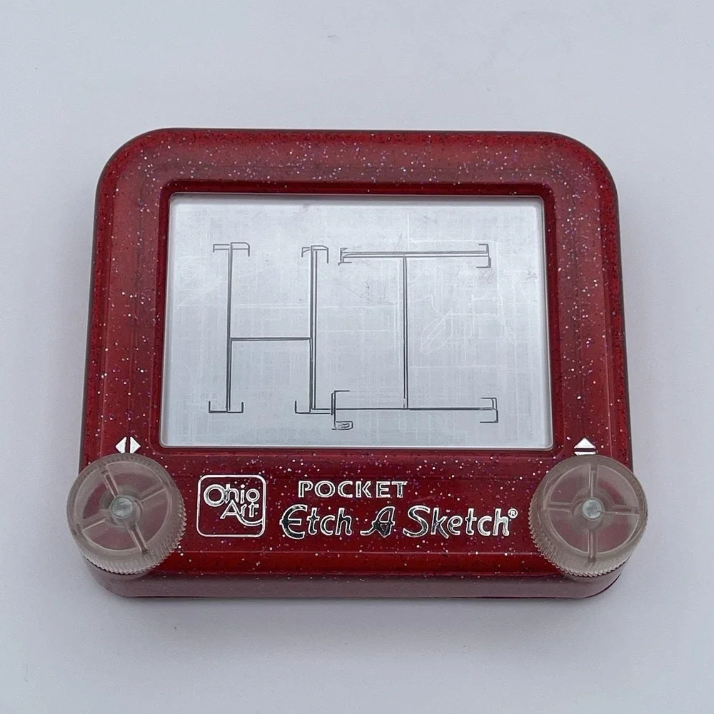 Vintage Pocket Etch A Sketch Red Glitter by Ohio Art